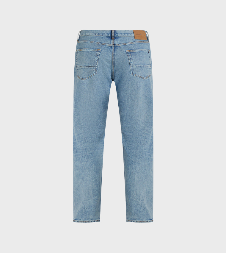 Washed Mid Rise Straight Fit Jeans