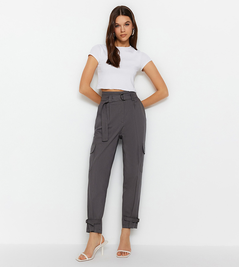 Solid Belted Cargo Trousers