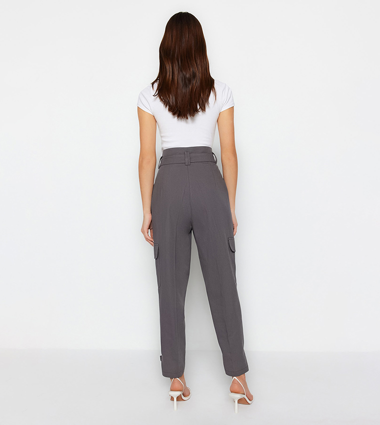 Solid Belted Cargo Trousers