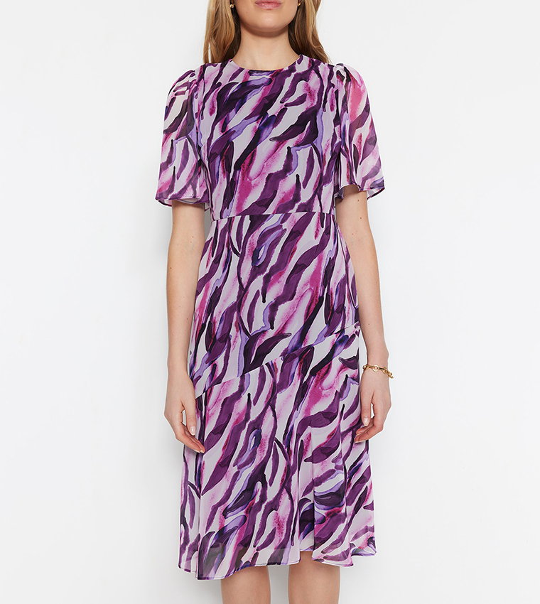 Animal Print Woven Midi Dress