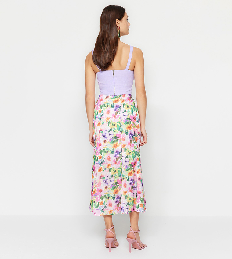 Floral best sale overall skirt