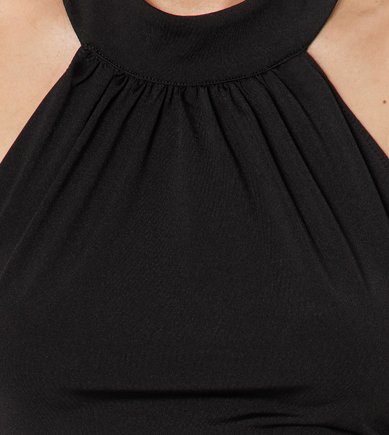 Buy Trendyol Slit Detail Halter Neck Dress In Black