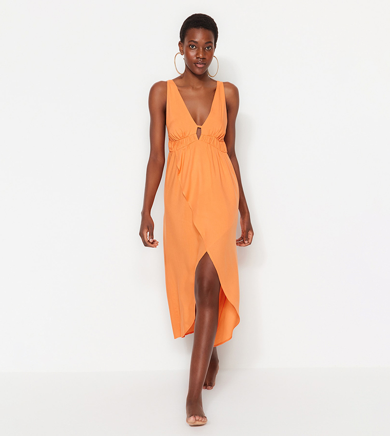 Orange casual dresses hotsell