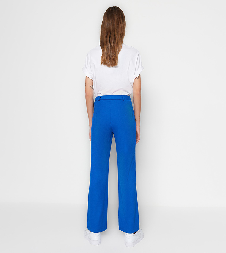 Straight Fit Woven High Trousers
