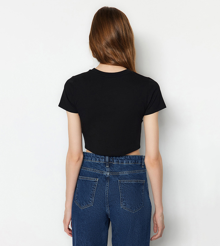 TRENDYOL T-shirt Dames T 38 rose chair-brun style décontracté