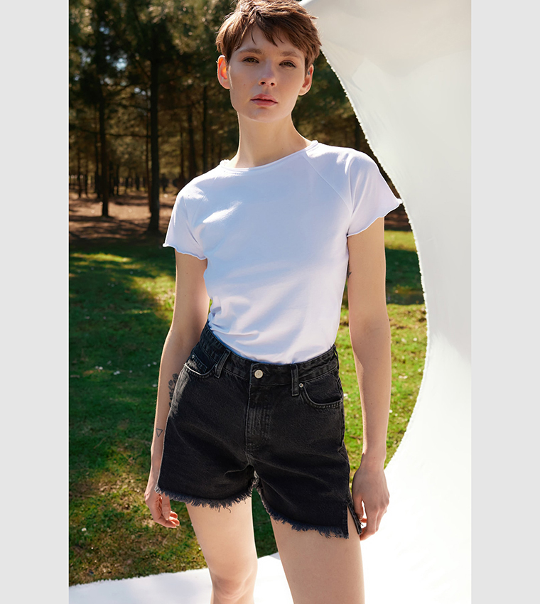 Trendyol Collection Shorts - Black - High Waist - Trendyol