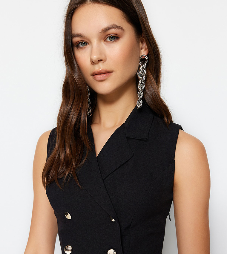 Slit Button Detail Dress