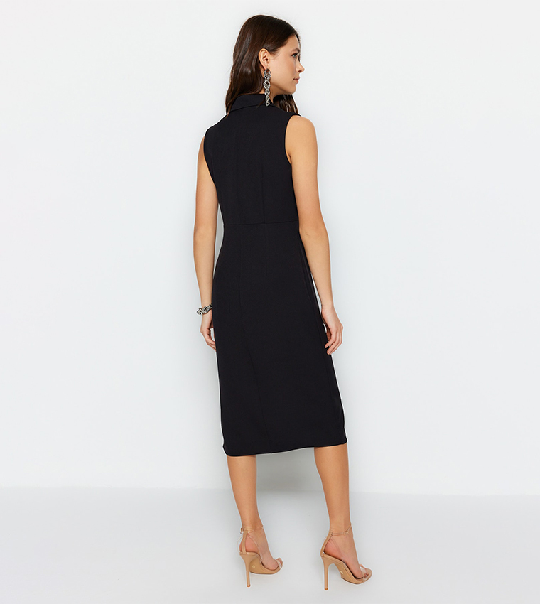 Slit Button Detail Dress