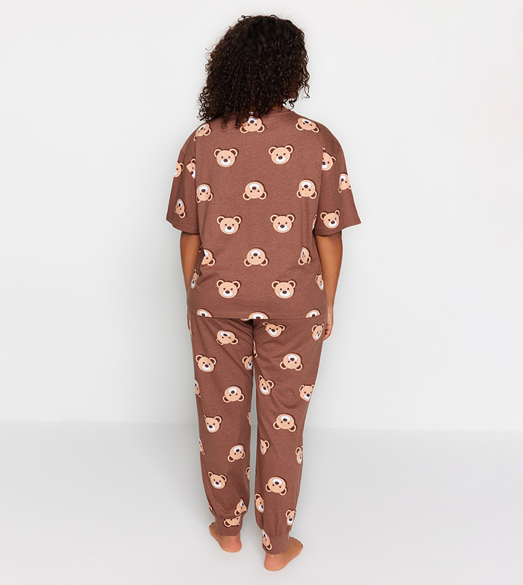 Buy Trendyol Teddy Bear Print Pajama Set In Brown