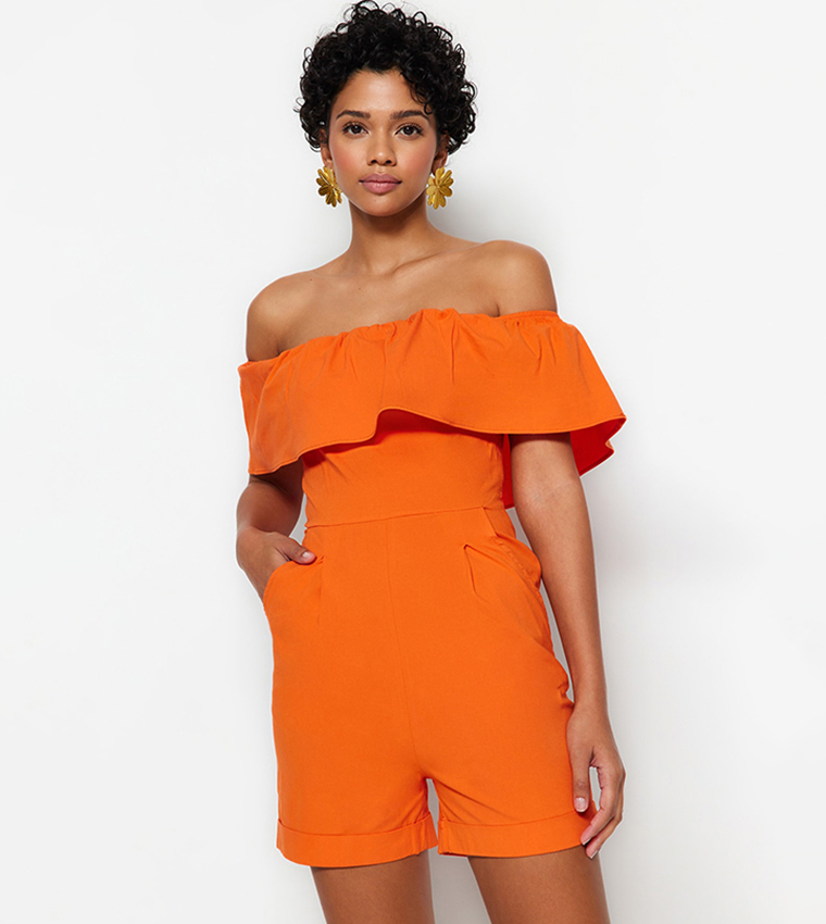 Orange shop romper dress