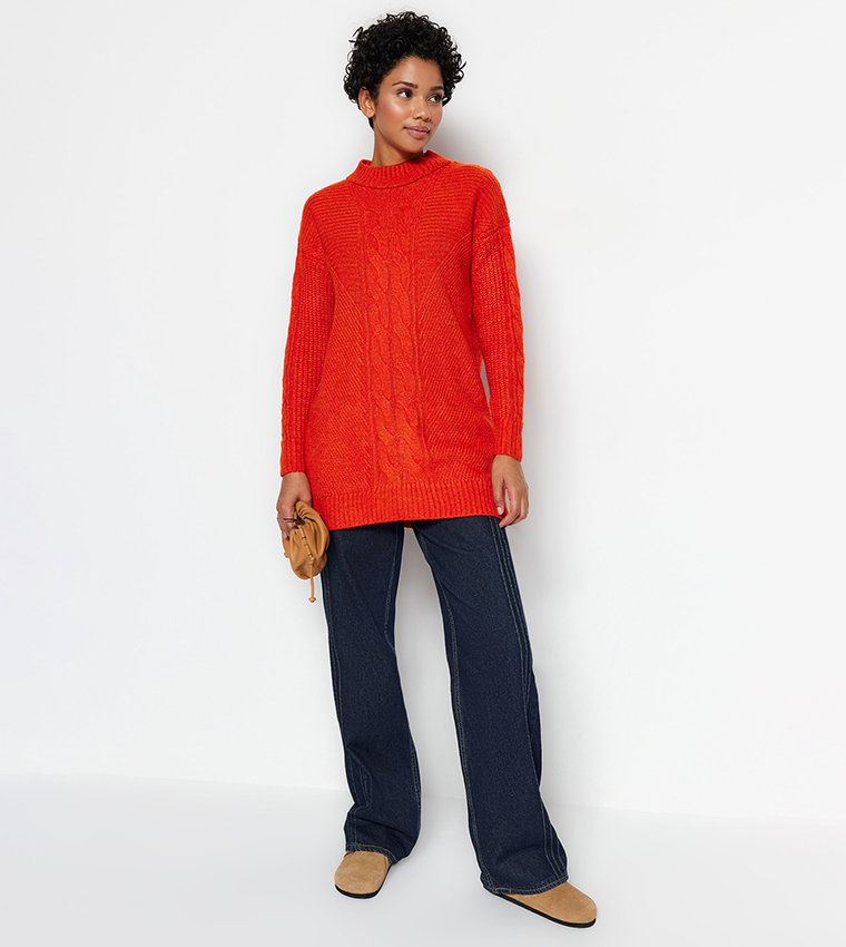 Orange tunic sweater sale