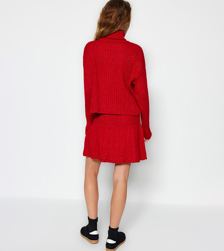 Knitted Long Sleeves Top and Skirt Set