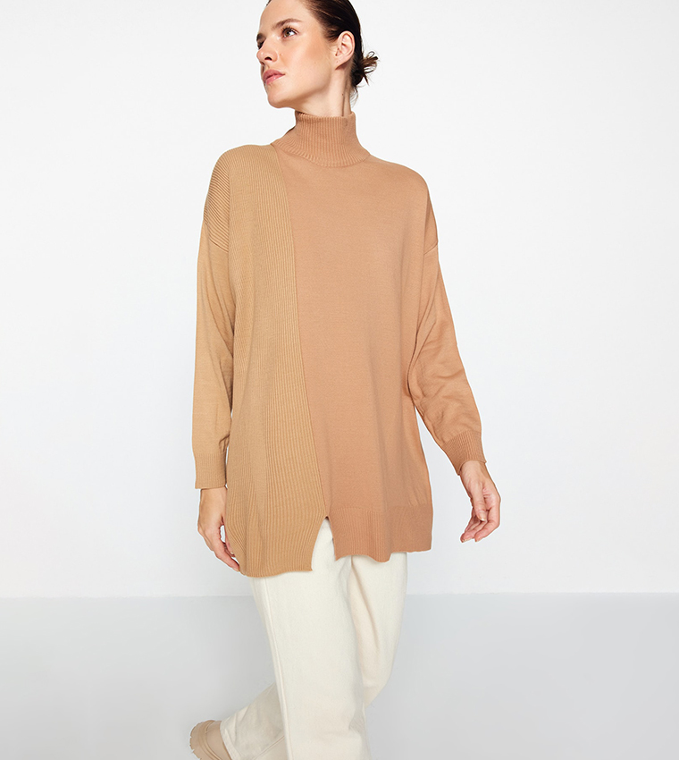 Camel tunic sweater hotsell