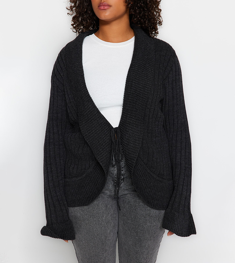 Chunky Oversized Ribbed Open Front Cardigan