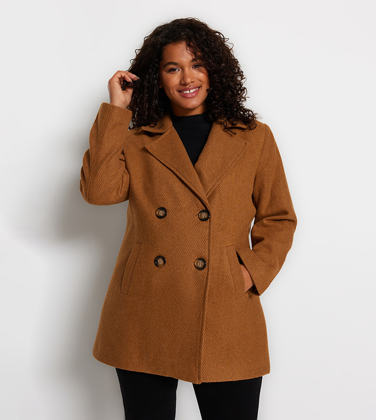 Textured Long Sleeves Stamp Coat