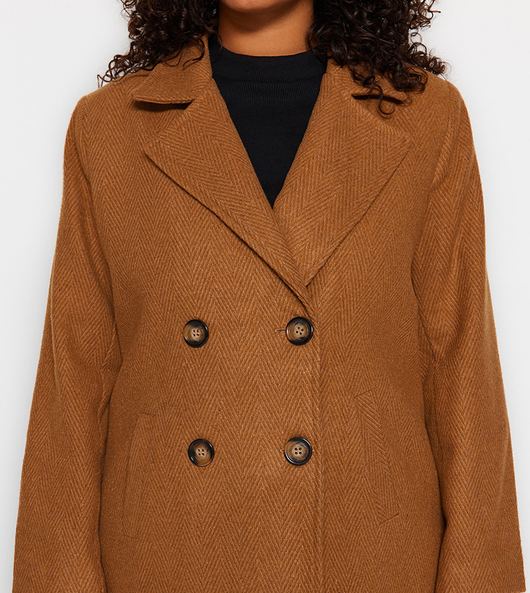 Textured Long Sleeves Stamp Coat