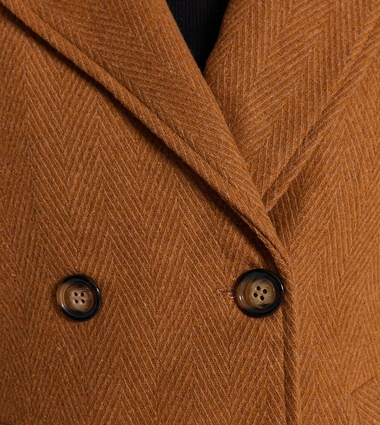 Textured Long Sleeves Stamp Coat