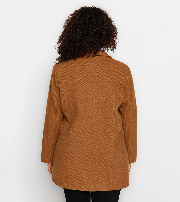 Textured Long Sleeves Stamp Coat