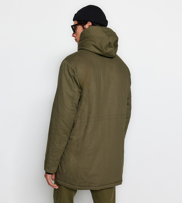 Solid Regular Fit Parka Jacket