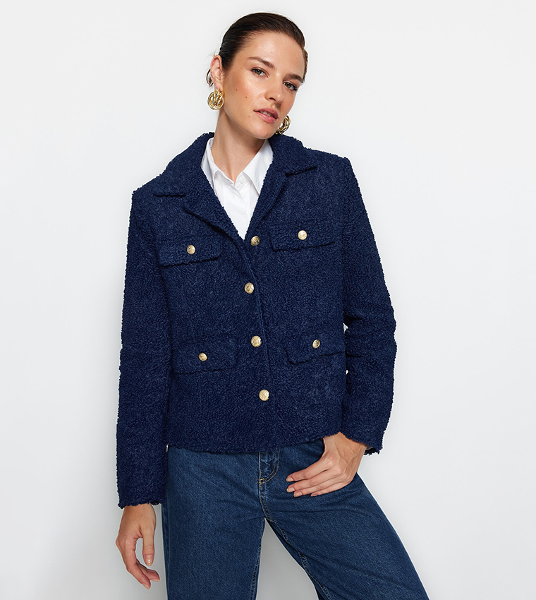 Pocket Detail Long Sleeves Coat
