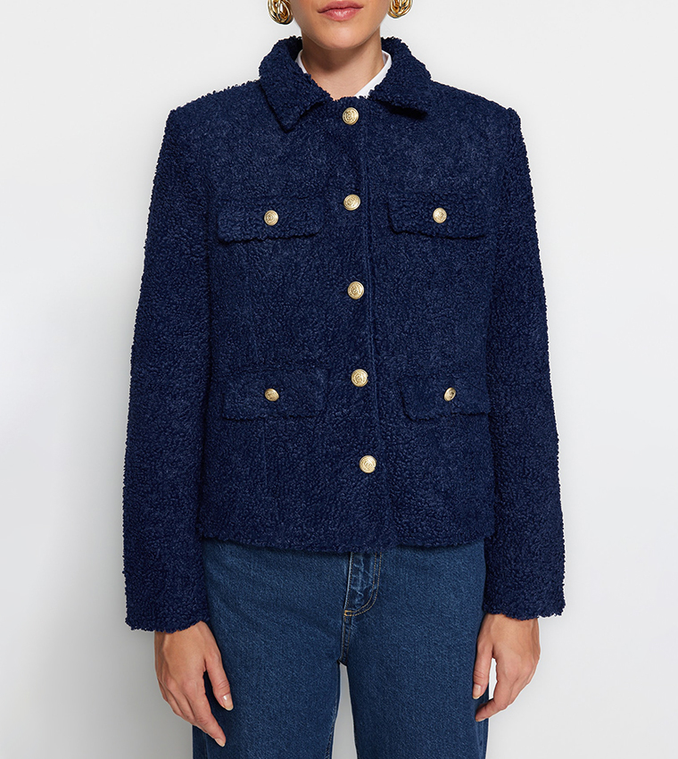 Pocket Detail Long Sleeves Coat