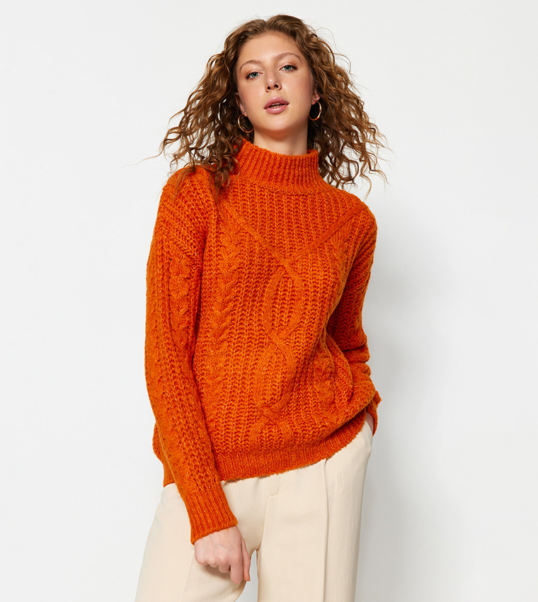 Orange long 2024 sleeve sweater