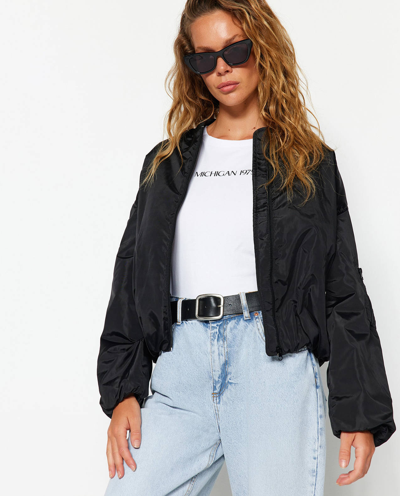 Oversized cropped 2025 bomber jacket