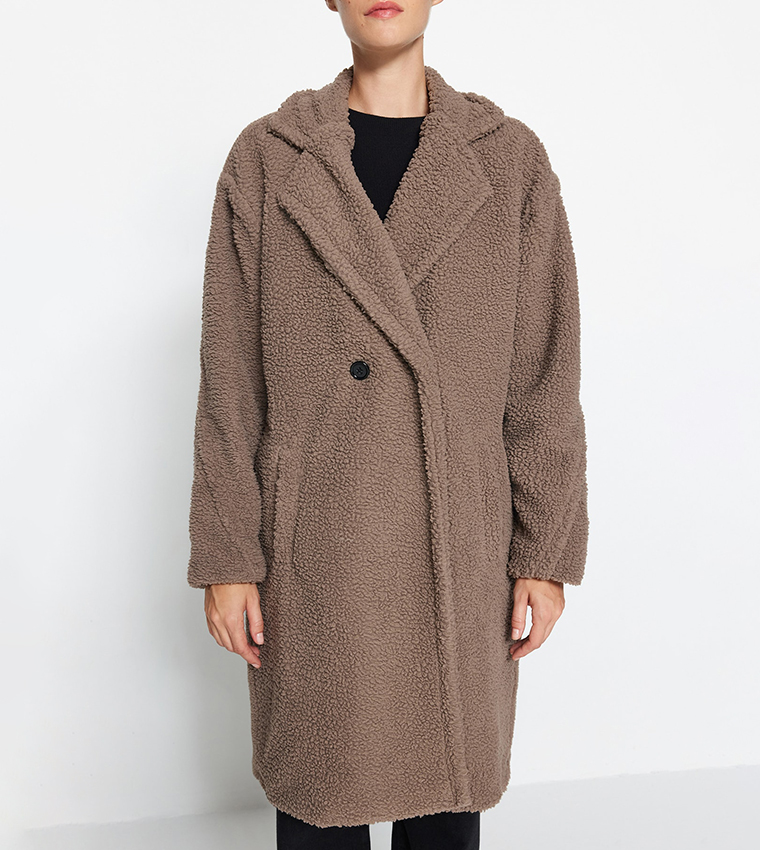 Long hot sale plush coat