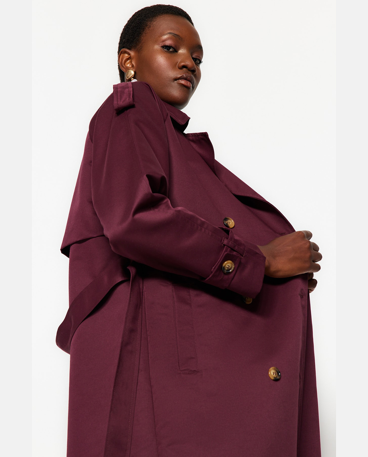 Burgundy trench coat best sale