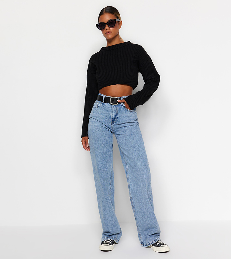 Buy Trendyol High Waist Baggy Jeans In Blue | 6thStreet Saudi Arabia