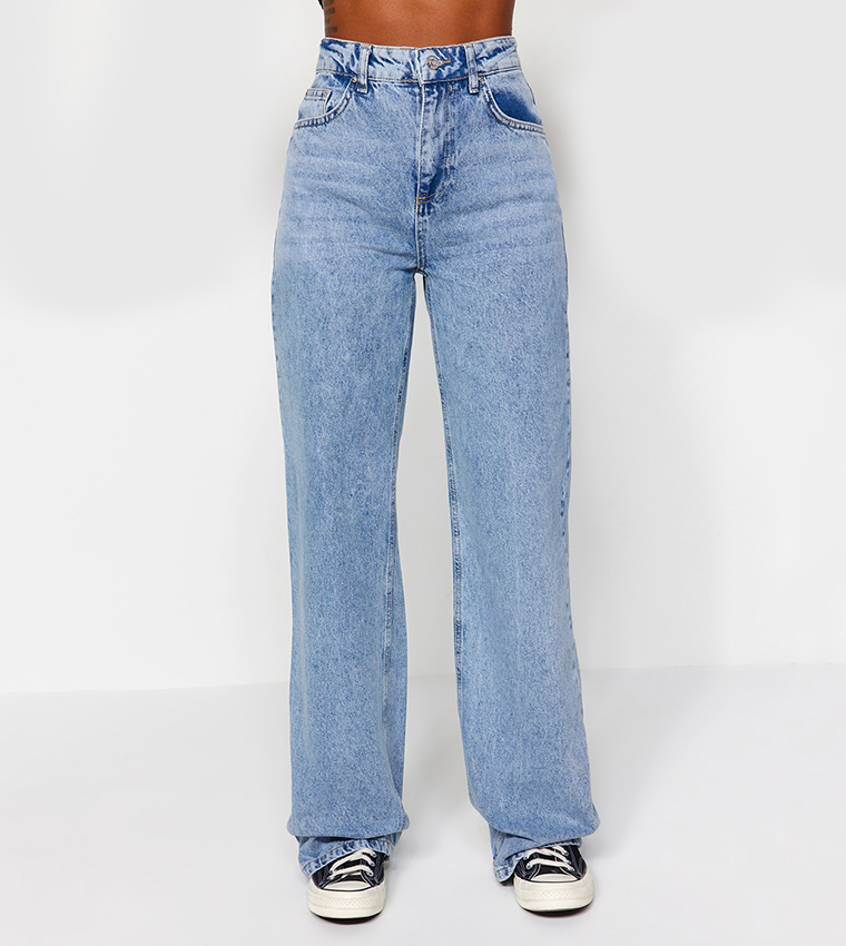 Buy Trendyol High Waist Baggy Jeans In Blue