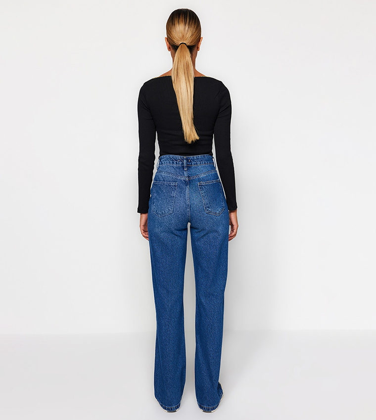 Buy Trendyol High Waist Baggy Jeans In Blue