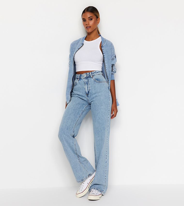 Buy Trendyol High Waist Baggy Jeans In Blue