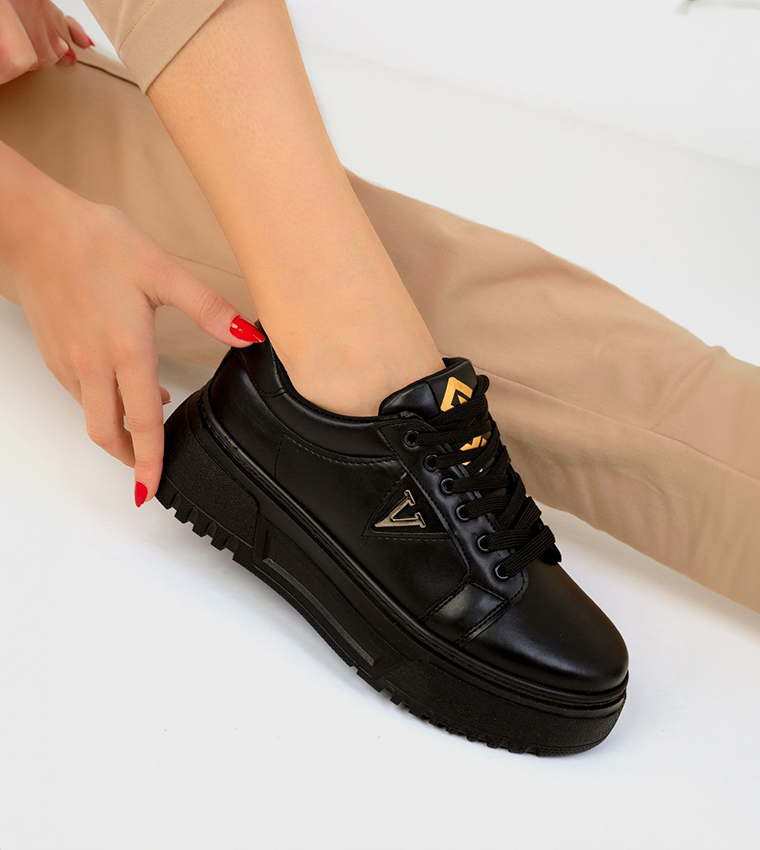 Logo Detail Lace-Up Sneakers