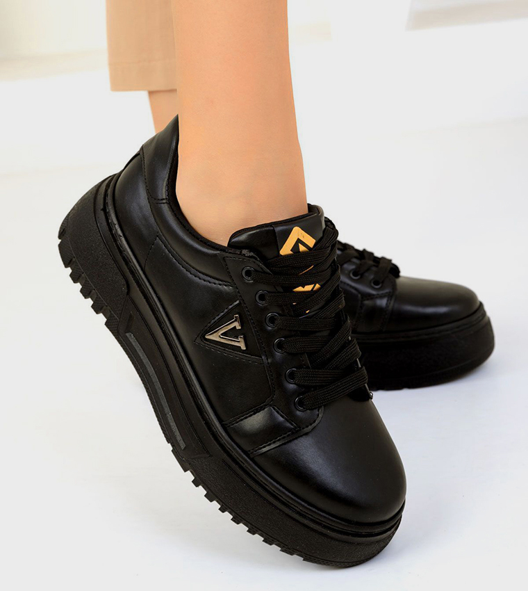 Logo Detail Lace-Up Sneakers