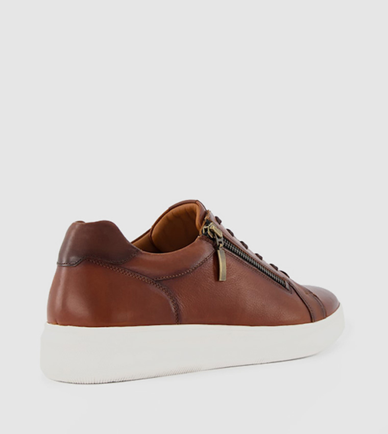 Buy Dune London Tribute Zip Detail Cupsole Trainers In Brown