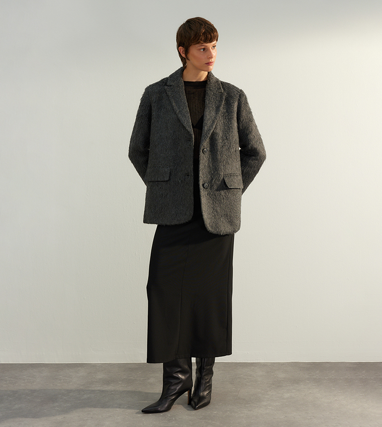 Grey oversized coat hotsell