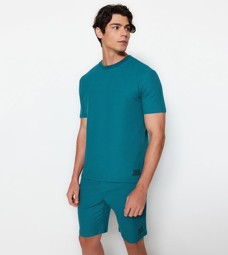 Solid Turquoise Pajama Shorts