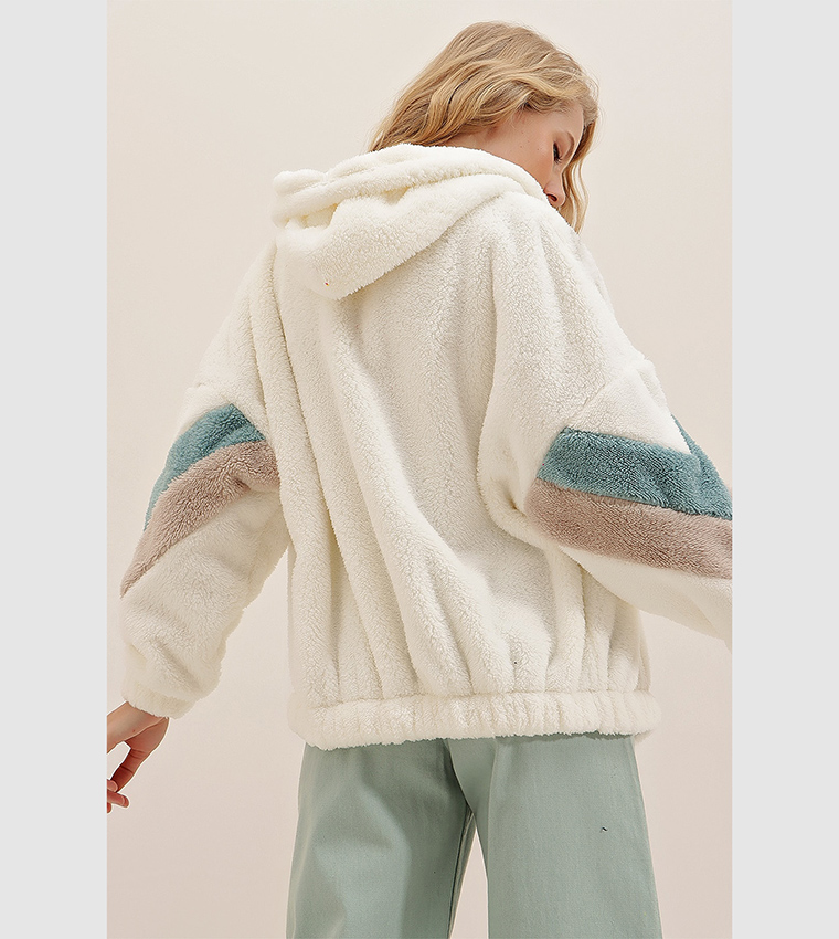 Oversized Zipper Detail Hooded Jacket