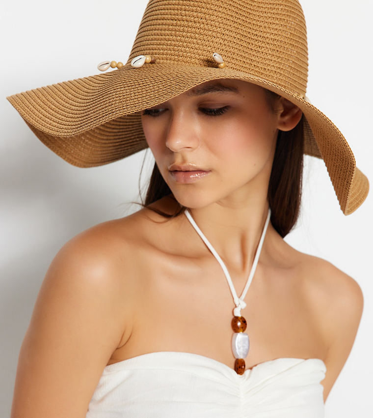 Shell Detail Straw Hat