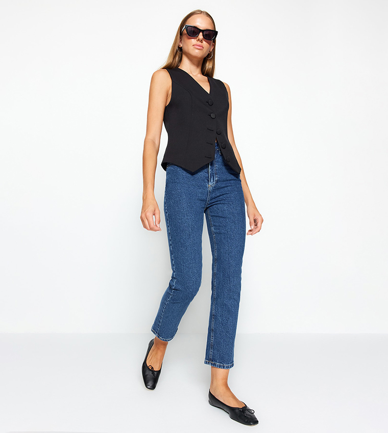 High Waist Straight Fit Jeans