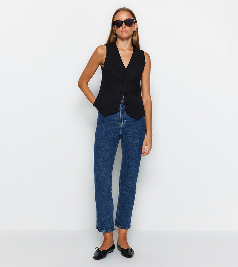 High Waist Straight Fit Jeans