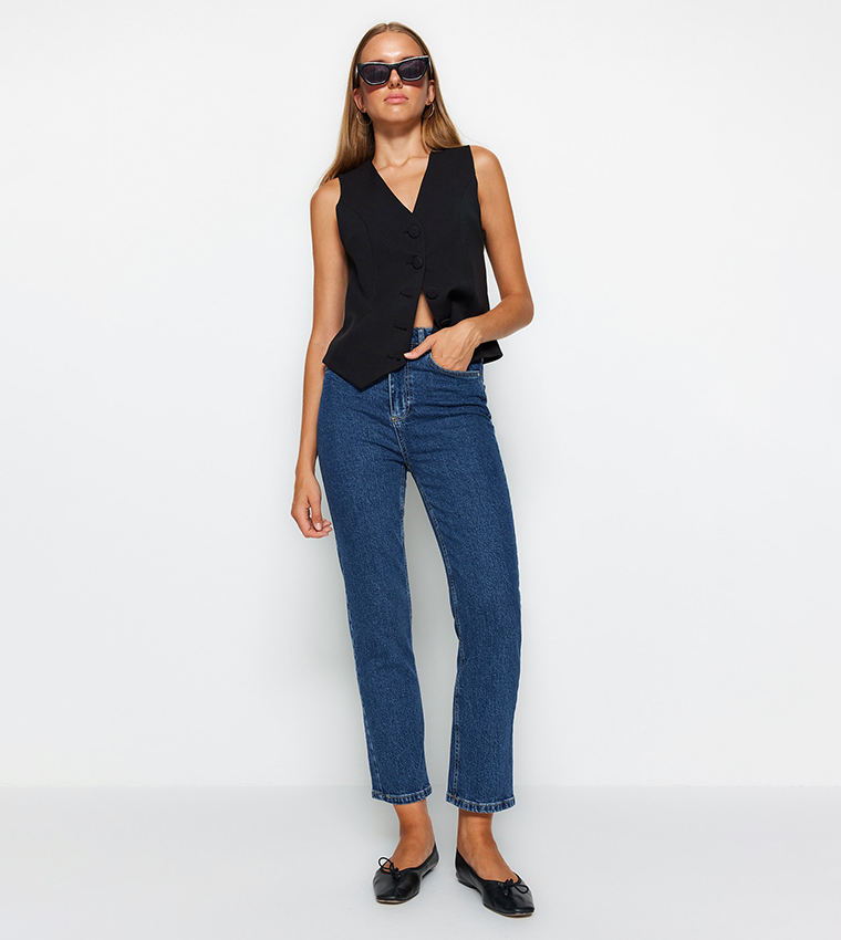 High Waist Straight Fit Jeans