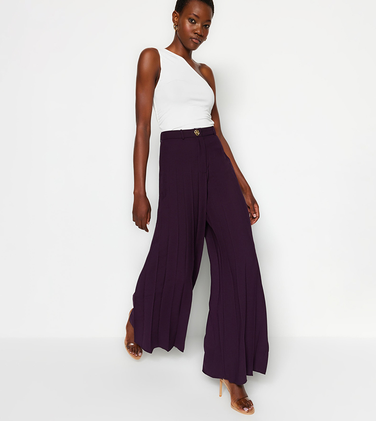 Pleated Wide Leg Trousers