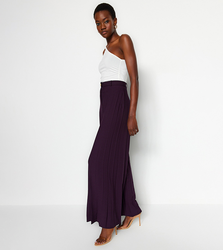 Pleated Wide Leg Trousers