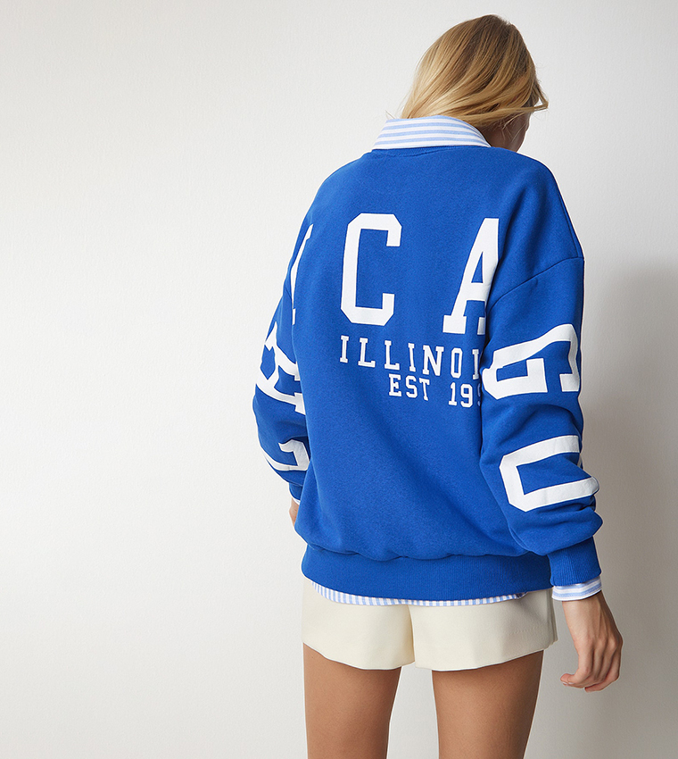Printed Back Oversized Sweatshirt