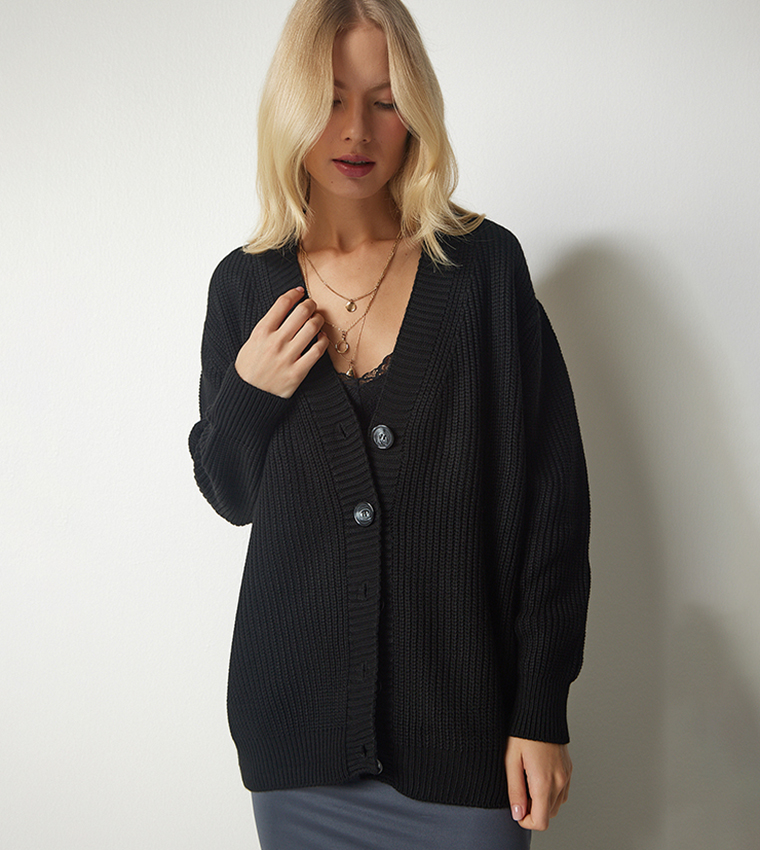 Oversized black outlet cardigans