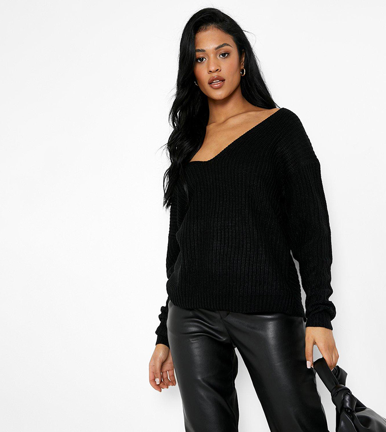 Black twist back outlet jumper