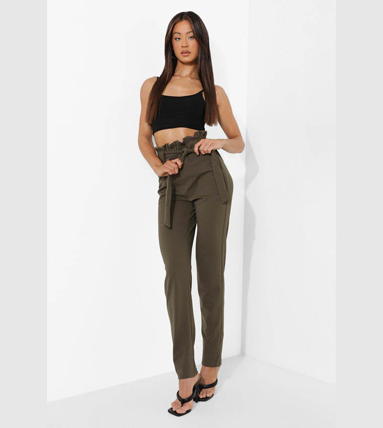 Khaki paperbag deals waist pants