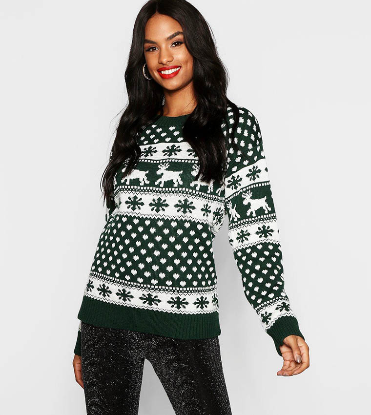Buy Boohoo Reindeers Christmas Sweater In Multiple Colors